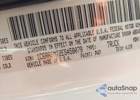 2014 Ram 1500 Sport из США, поврежденный, VIN 1C6RR6MT2ES458078